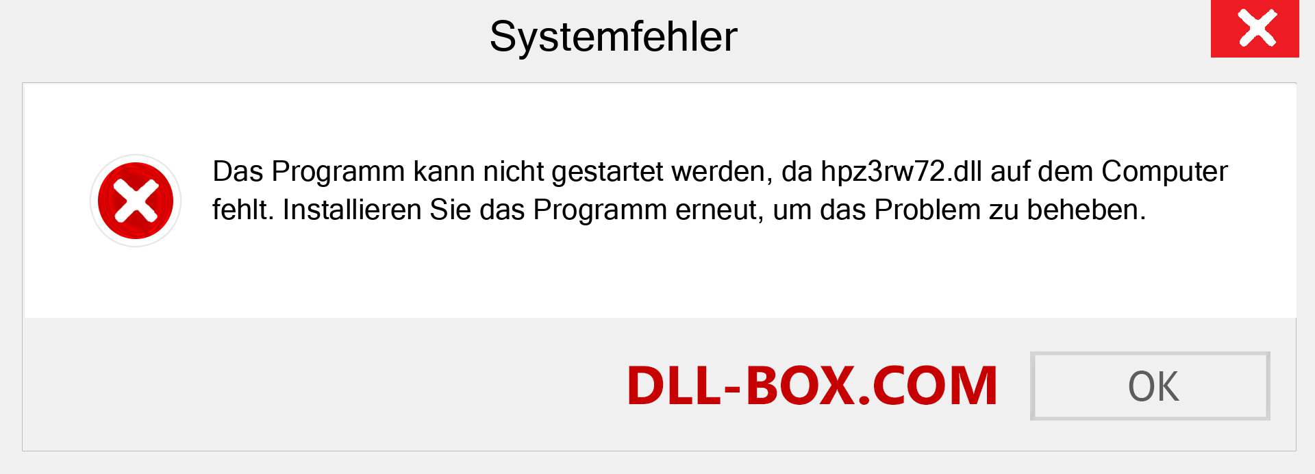 hpz3rw72.dll-Datei fehlt?. Download für Windows 7, 8, 10 - Fix hpz3rw72 dll Missing Error unter Windows, Fotos, Bildern