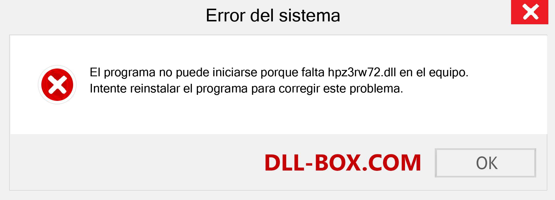 ¿Falta el archivo hpz3rw72.dll ?. Descargar para Windows 7, 8, 10 - Corregir hpz3rw72 dll Missing Error en Windows, fotos, imágenes