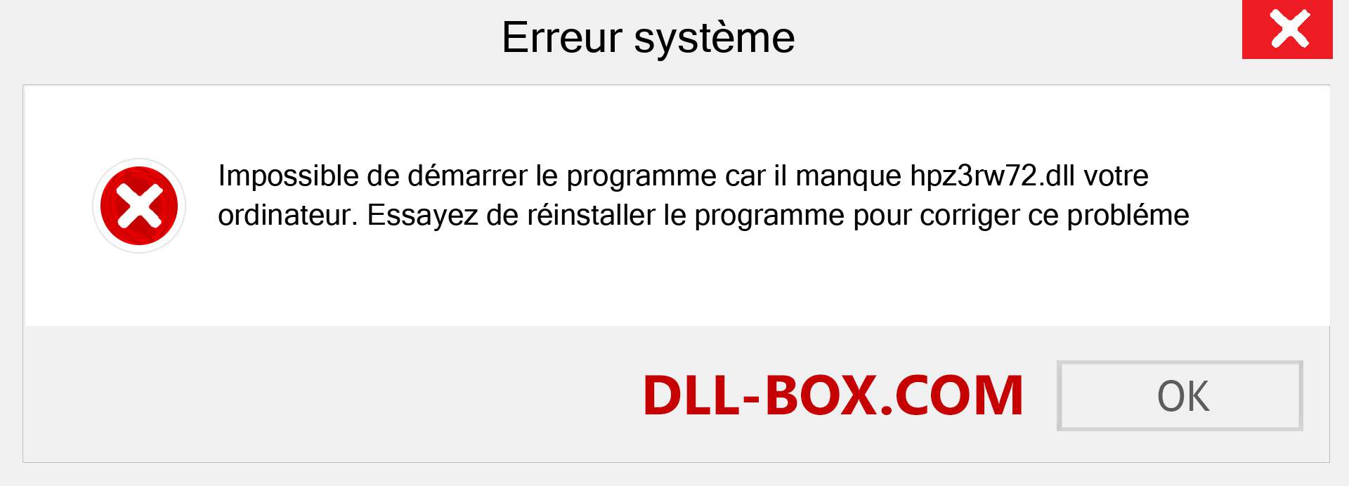 Le fichier hpz3rw72.dll est manquant ?. Télécharger pour Windows 7, 8, 10 - Correction de l'erreur manquante hpz3rw72 dll sur Windows, photos, images