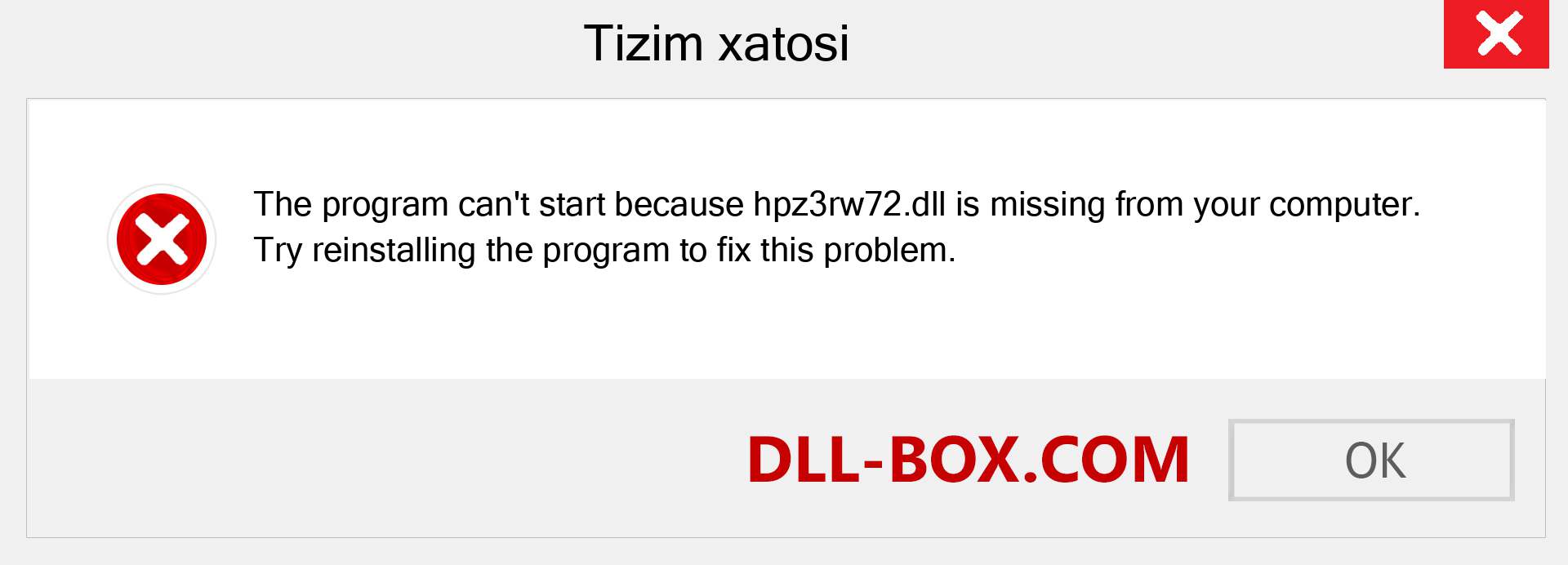 hpz3rw72.dll fayli yo'qolganmi?. Windows 7, 8, 10 uchun yuklab olish - Windowsda hpz3rw72 dll etishmayotgan xatoni tuzating, rasmlar, rasmlar